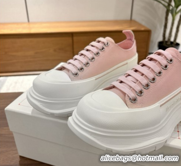 Low Cost Alexander McQueen Tread Slick Canvas Lace Up Sneakers 5cm 208005 Pink 2026