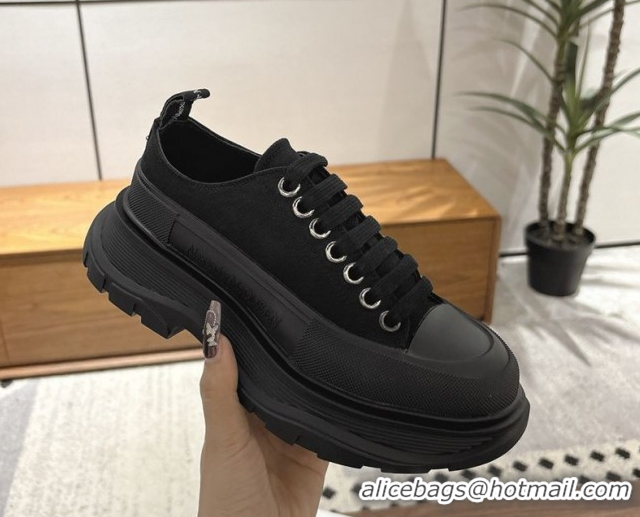 Trendy Design Alexander McQueen Tread Slick Canvas Lace Up Sneakers 5cm 208005 Black 2026