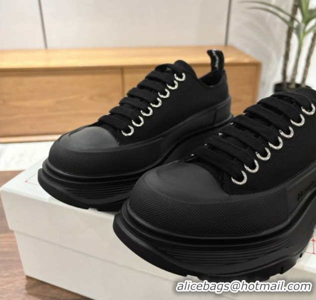 Trendy Design Alexander McQueen Tread Slick Canvas Lace Up Sneakers 5cm 208005 Black 2026
