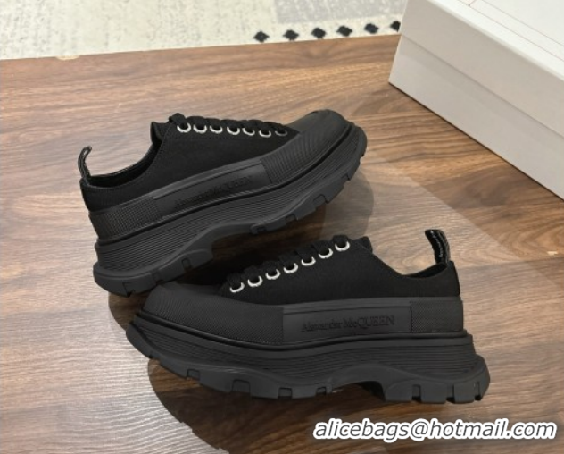 Trendy Design Alexander McQueen Tread Slick Canvas Lace Up Sneakers 5cm 208005 Black 2026