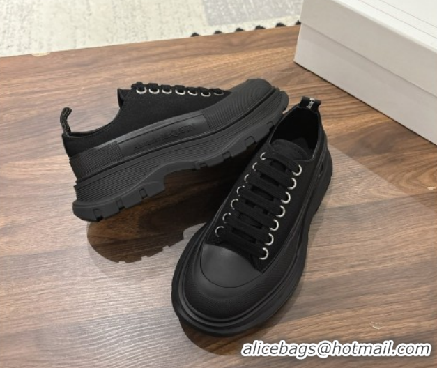 Trendy Design Alexander McQueen Tread Slick Canvas Lace Up Sneakers 5cm 208005 Black 2026