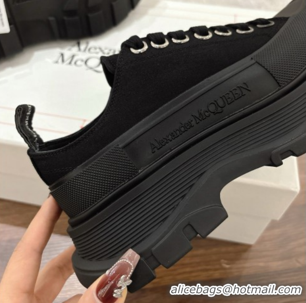 Trendy Design Alexander McQueen Tread Slick Canvas Lace Up Sneakers 5cm 208005 Black 2026