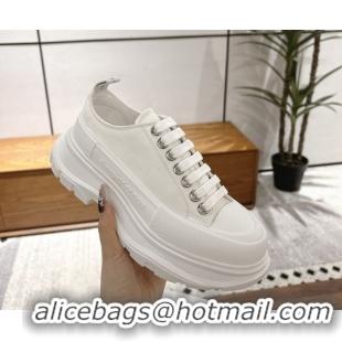 Classic Hot Alexander McQueen Tread Slick Canvas Lace Up Sneakers 5cm 208005 White 2026