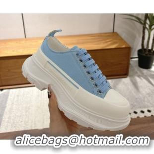 Discount Alexander McQueen Tread Slick Canvas Lace Up Sneakers 5cm 208005 Blue 2026