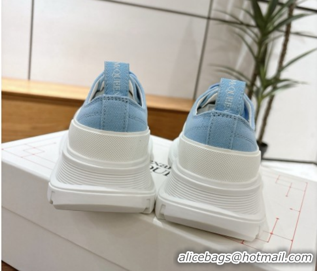 Discount Alexander McQueen Tread Slick Canvas Lace Up Sneakers 5cm 208005 Blue 2026
