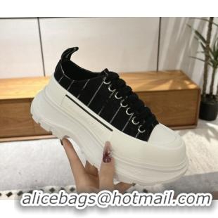Sophisticated Alexander McQueen Tread Slick Canvas Lace Up Sneakers 5cm 208005 Black 2026