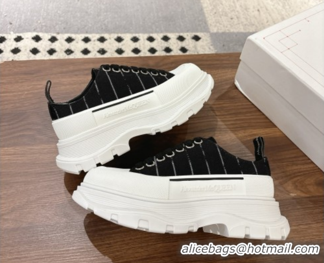 Sophisticated Alexander McQueen Tread Slick Canvas Lace Up Sneakers 5cm 208005 Black 2026
