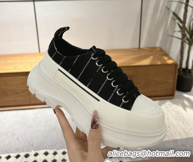 Sophisticated Alexander McQueen Tread Slick Canvas Lace Up Sneakers 5cm 208005 Black 2026
