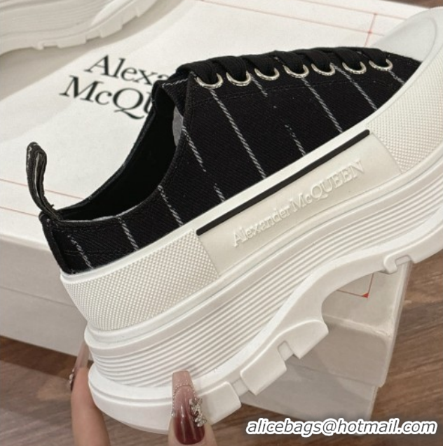 Sophisticated Alexander McQueen Tread Slick Canvas Lace Up Sneakers 5cm 208005 Black 2026
