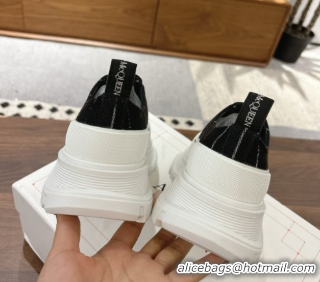 Sophisticated Alexander McQueen Tread Slick Canvas Lace Up Sneakers 5cm 208005 Black 2026
