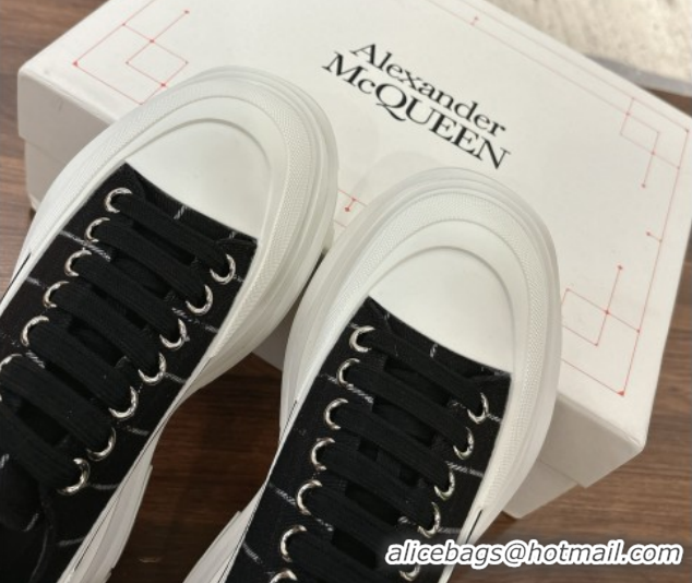 Sophisticated Alexander McQueen Tread Slick Canvas Lace Up Sneakers 5cm 208005 Black 2026
