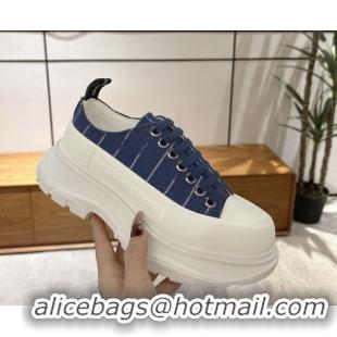 Lower Price Alexander McQueen Tread Slick Canvas Lace Up Sneakers 5cm 208005 Blue 2026