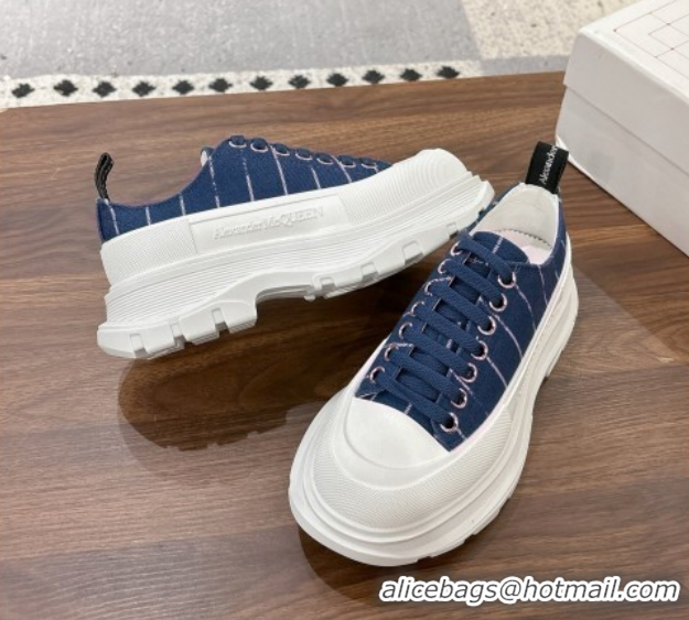 Lower Price Alexander McQueen Tread Slick Canvas Lace Up Sneakers 5cm 208005 Blue 2026