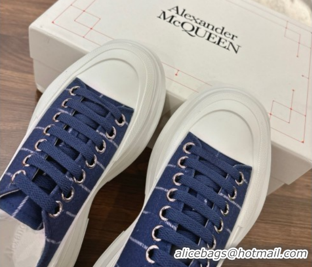 Lower Price Alexander McQueen Tread Slick Canvas Lace Up Sneakers 5cm 208005 Blue 2026