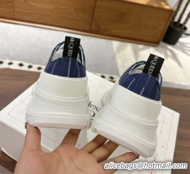 Lower Price Alexander McQueen Tread Slick Canvas Lace Up Sneakers 5cm 208005 Blue 2026