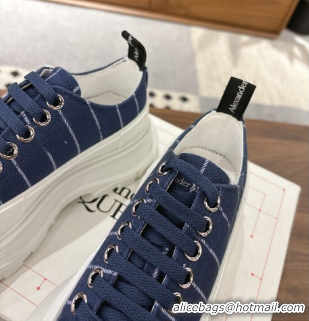 Lower Price Alexander McQueen Tread Slick Canvas Lace Up Sneakers 5cm 208005 Blue 2026