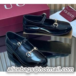 Best Price Gucci Shiny Calf Leather Mary Janes Pumps 3.5cm with Horsebit 847769 Black 2026