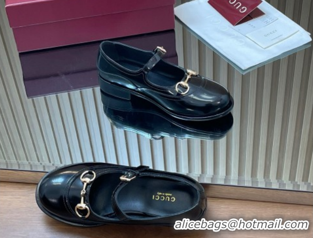 Best Price Gucci Shiny Calf Leather Mary Janes Pumps 3.5cm with Horsebit 847769 Black 2026
