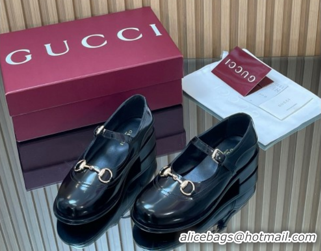 Best Price Gucci Shiny Calf Leather Mary Janes Pumps 3.5cm with Horsebit 847769 Black 2026