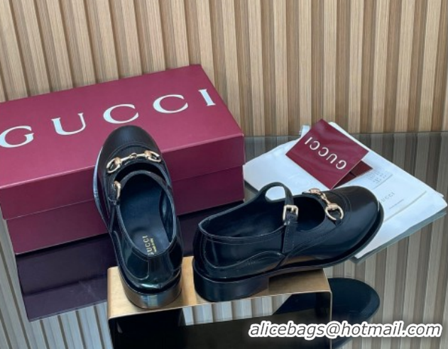 Best Price Gucci Shiny Calf Leather Mary Janes Pumps 3.5cm with Horsebit 847769 Black 2026