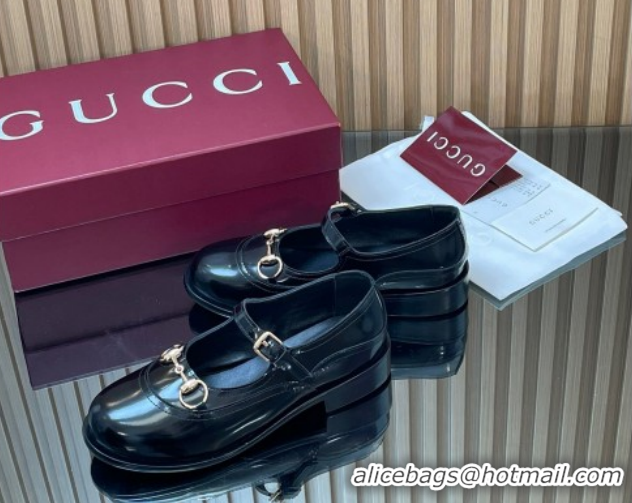 Best Price Gucci Shiny Calf Leather Mary Janes Pumps 3.5cm with Horsebit 847769 Black 2026