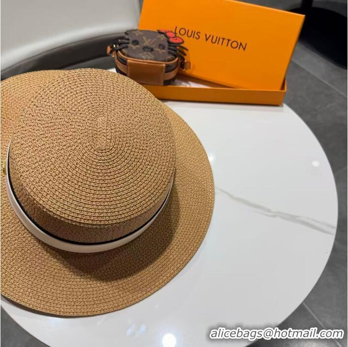 Famous Brand Louis Vuitton Straw Hat 74451 Apricot