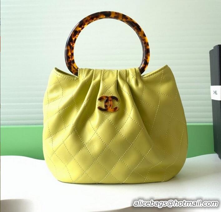 Best Quality Chanel Original Lambskin Small Hobo Bag AS6022 Light Yellow 2025