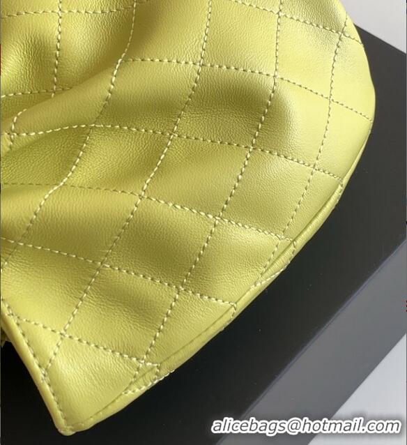 Best Quality Chanel Original Lambskin Small Hobo Bag AS6022 Light Yellow 2025