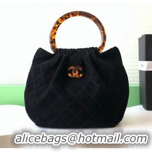 Top Quality Chanel Original Suede Calfskin Small Hobo Bag AS6022 Black 2025