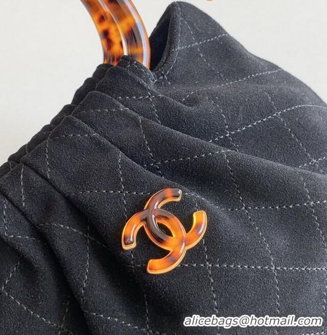 Top Quality Chanel Original Suede Calfskin Small Hobo Bag AS6022 Black 2025