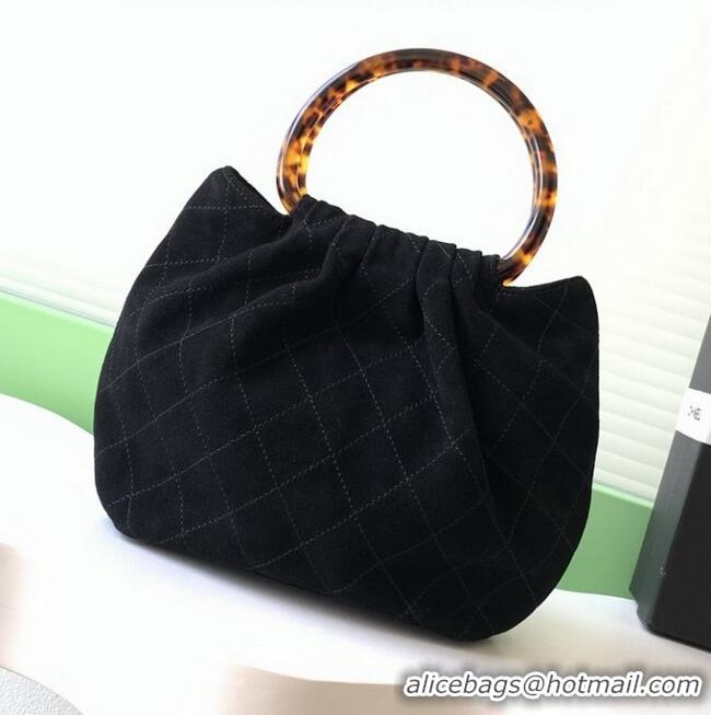 Top Quality Chanel Original Suede Calfskin Small Hobo Bag AS6022 Black 2025