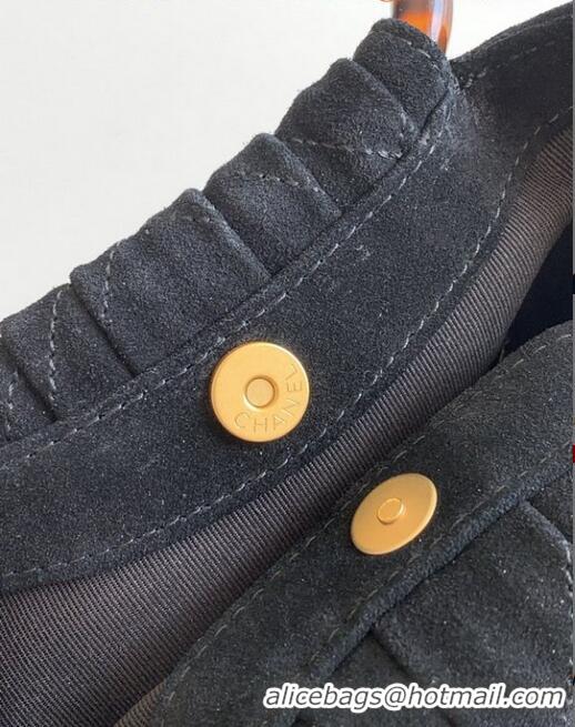 Top Quality Chanel Original Suede Calfskin Small Hobo Bag AS6022 Black 2025