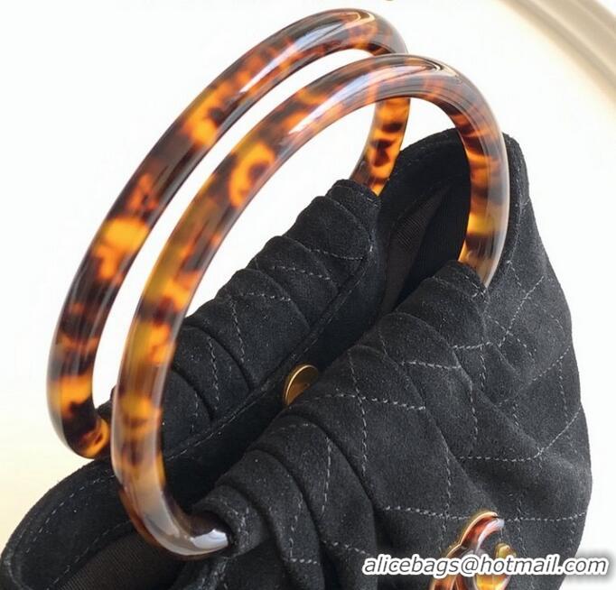 Top Quality Chanel Original Suede Calfskin Small Hobo Bag AS6022 Black 2025