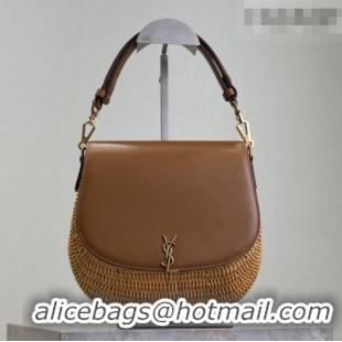 Promotional Saint Laurent Voltaire Bag in Rattan & Calf Leather 753824 Brown 2026