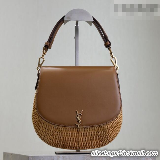 Promotional Saint Laurent Voltaire Bag in Rattan & Calf Leather 753824 Brown 2026