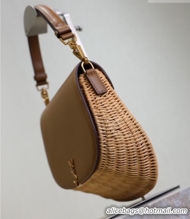 Promotional Saint Laurent Voltaire Bag in Rattan & Calf Leather 753824 Brown 2026
