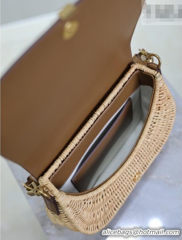 Promotional Saint Laurent Voltaire Bag in Rattan & Calf Leather 753824 Brown 2026