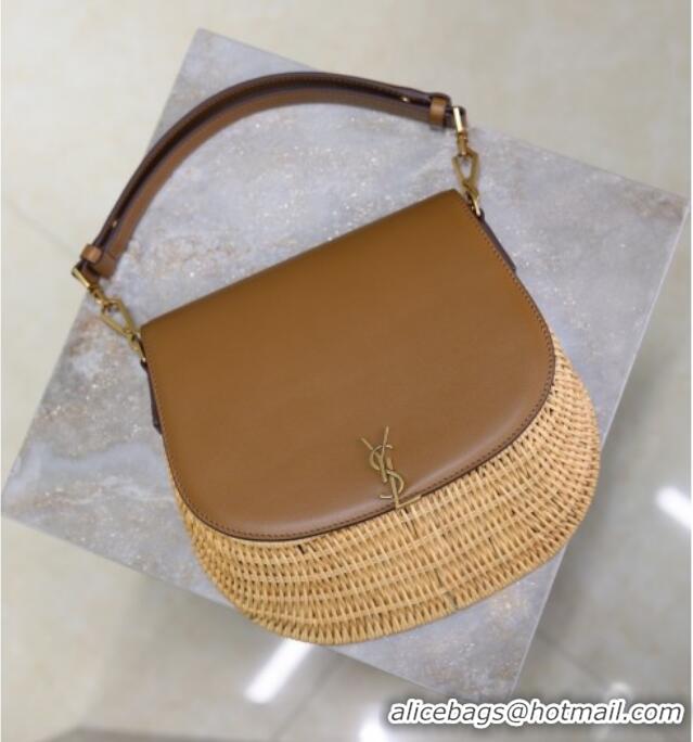 Promotional Saint Laurent Voltaire Bag in Rattan & Calf Leather 753824 Brown 2026