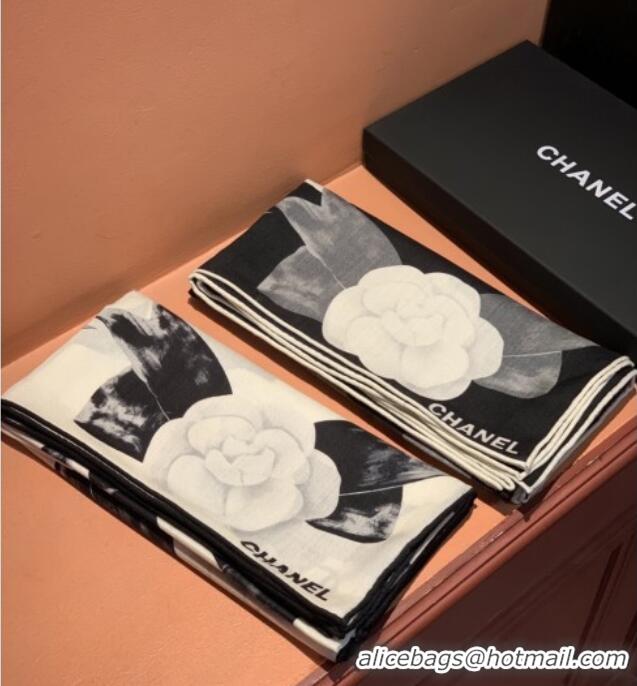 Top Quality Chanel Camellia Cashmere & Silk Square Scarf CH011603 Black 2026