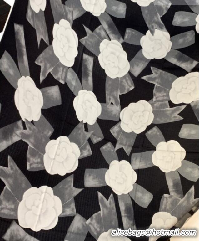 Top Quality Chanel Camellia Cashmere & Silk Square Scarf CH011603 Black 2026