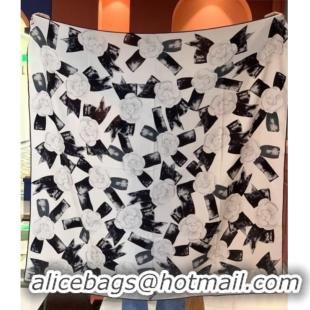 Unique Grade Chanel Camellia Cashmere & Silk Square Scarf CH011604 White 2026