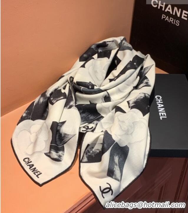 Unique Grade Chanel Camellia Cashmere & Silk Square Scarf CH011604 White 2026