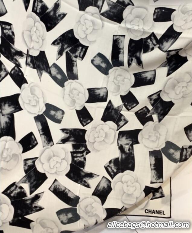 Unique Grade Chanel Camellia Cashmere & Silk Square Scarf CH011604 White 2026