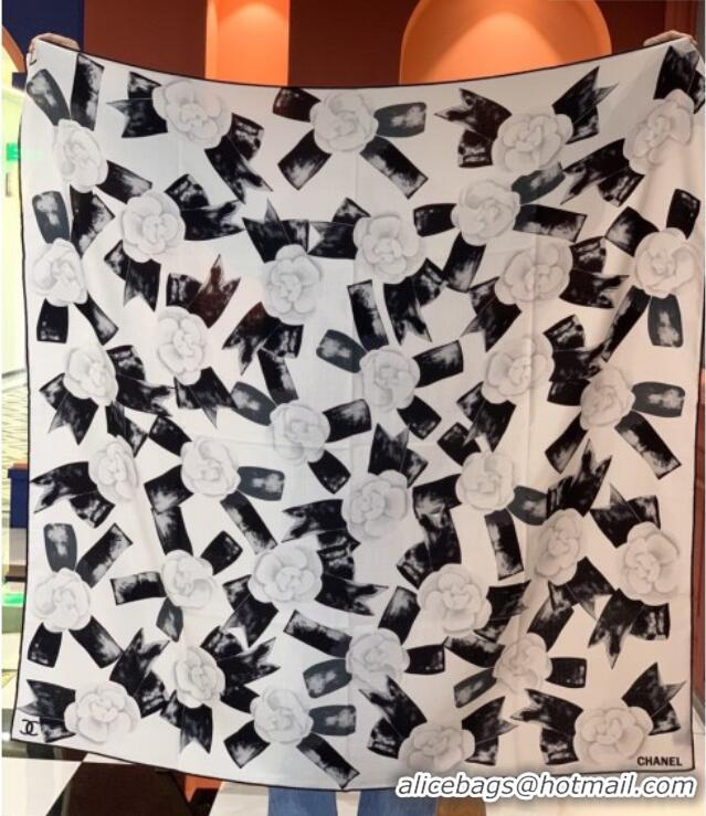 Unique Grade Chanel Camellia Cashmere & Silk Square Scarf CH011604 White 2026