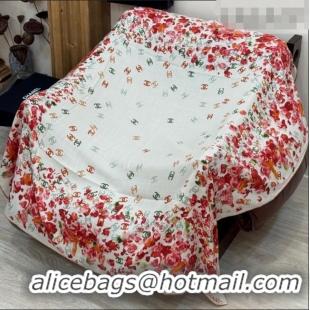Good Quality Chanel Cashmere & Silk Square Scarf CH011605 White/Red 2026