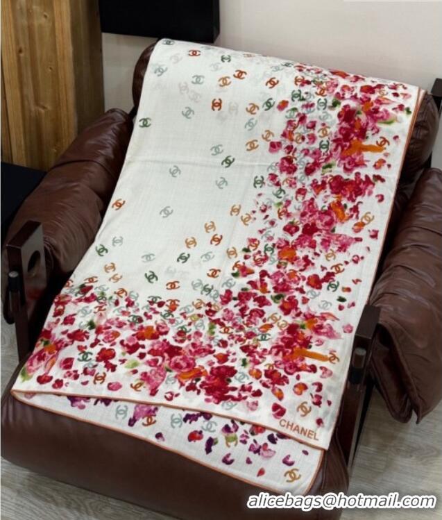 Good Quality Chanel Cashmere & Silk Square Scarf CH011605 White/Red 2026