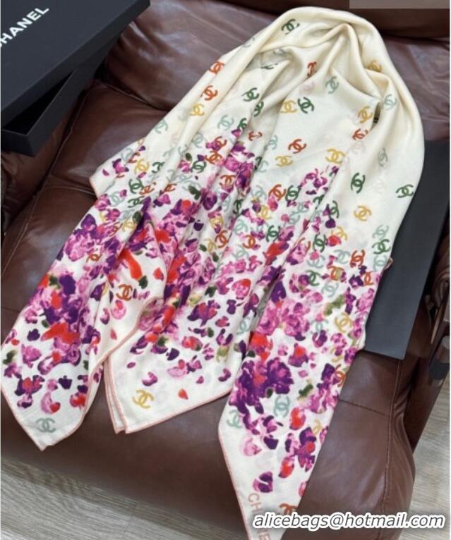 Luxury Cheap Chanel Cashmere & Silk Square Scarf CH011607 White 2026