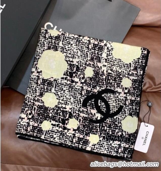 Grade Quality Chanel Camellia Cashmere & Silk Square Scarf CH011608 Black 2026