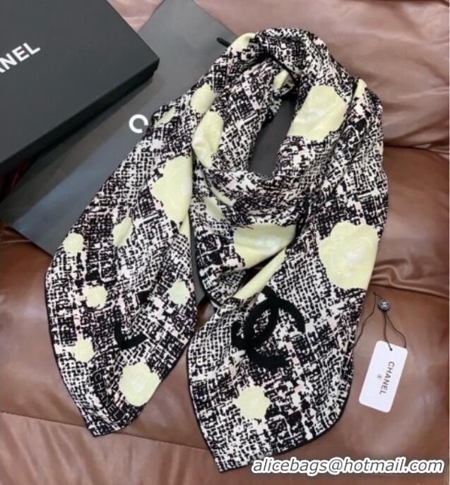 Grade Quality Chanel Camellia Cashmere & Silk Square Scarf CH011608 Black 2026