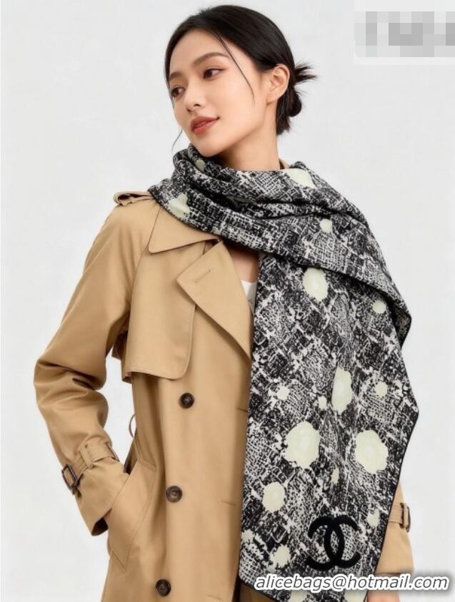 Grade Quality Chanel Camellia Cashmere & Silk Square Scarf CH011608 Black 2026